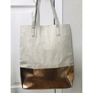 Ultra Chi Brand Grey And Gold Tote Bag Handbag 16"X15"